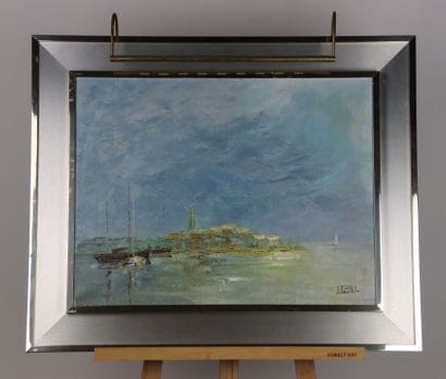 Luigi PAOLILLO (1864-1934) Port, oil on canvas,...