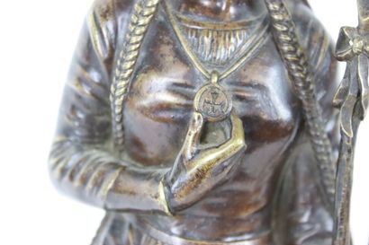 Bronze with brown patina, sculpture representing...