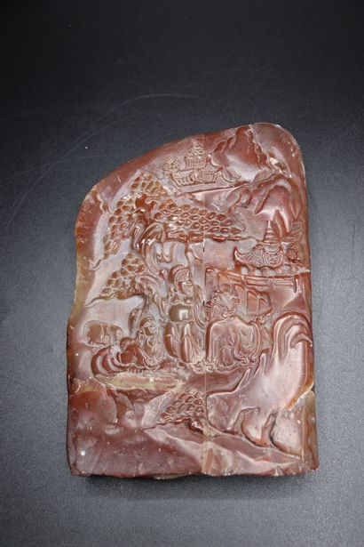 CHINA. Sculpture in red jasper representing...