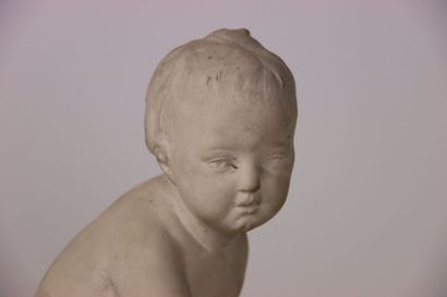 MOUGIN, Enfant assis sur un coussin à fleurs...