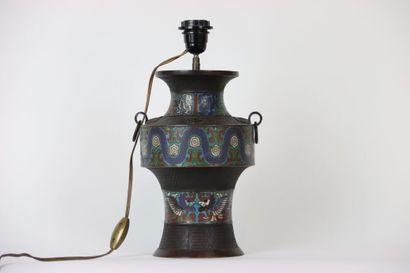 CHINA. Vase in cloisonné enamel mounted as...