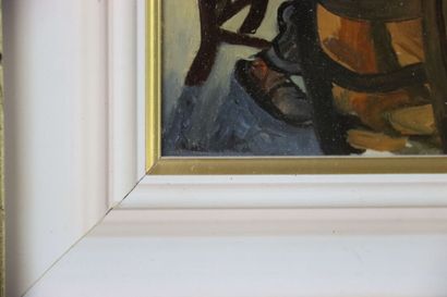 Romano Buratti. The meeting. Oil on cardboard....