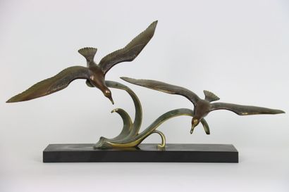 Charles RUCHOT (1880-1925). Couple of seagulls....