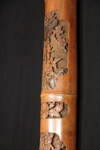 CHINA.carved bamboo decorated with a rider...