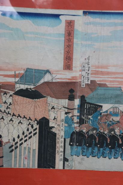 Large Japanese print composed of 9 leaves...
