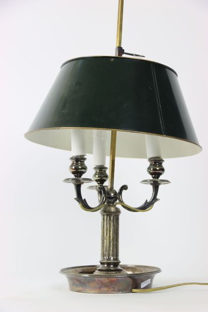 Lampe bouillotte en métal argenté à trois...