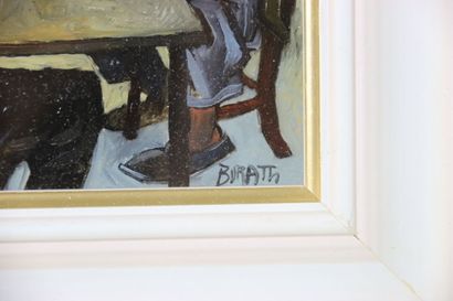 Romano Buratti. The meeting. Oil on cardboard....