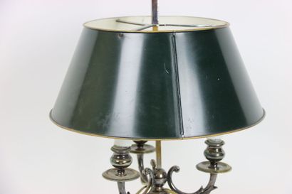 Lampe bouillotte en métal argenté à trois...