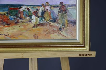 PINEDA BUENO (born in 1950) . Beach landscape...