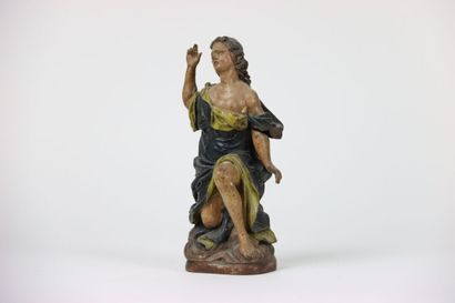 Statue en bois polychrome représentant un...