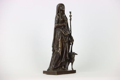 Bronze with brown patina, sculpture representing...