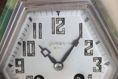 Marble and regula clock with green patina...