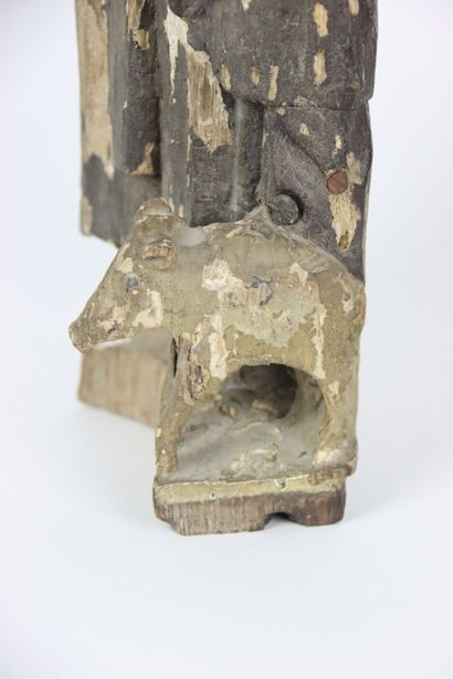 Saint-Antoine en bois polychrome. Hauteur...