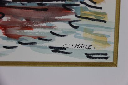 Charles MALLE (1935). Boat in the harbor....