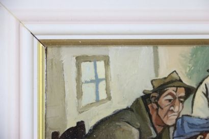 Romano Buratti. The meeting. Oil on cardboard....