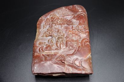 CHINA. Sculpture in red jasper representing...