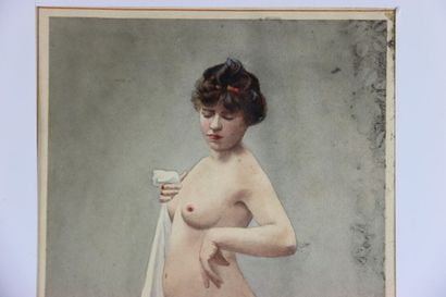 V. GUERIN. Meeting of two watercolors and...