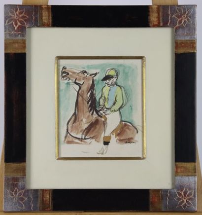 Yves BRAYER (1907-1990). Jockey. Watercolor...