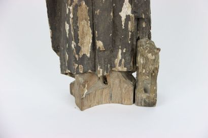 Saint-Antoine en bois polychrome. Hauteur...