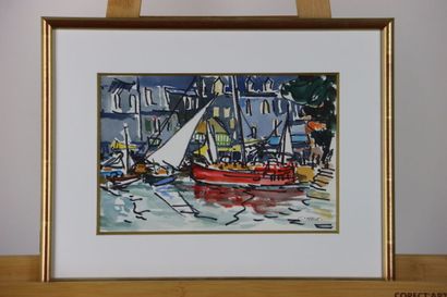 Charles MALLE (1935). Boat in the harbor....