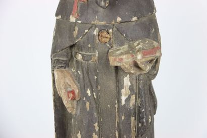 Saint-Antoine en bois polychrome. Hauteur...