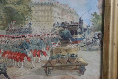 Edmond MORIN, Parade on the Place de la République....