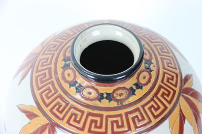Large Art Deco style ceramic ball vase decorated...