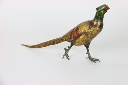 Animal sculpture in bronze with a polychrome...