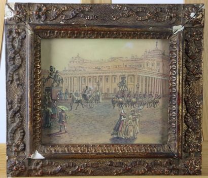 École suisse du XIXe. Scène de ville. Aquarelle....