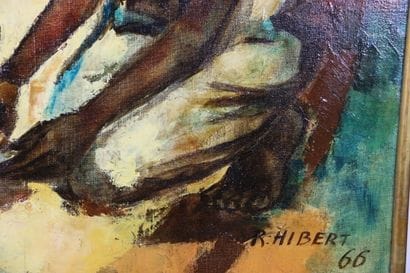 Roland HIBERT. Senegalese women. Oil on canvas....