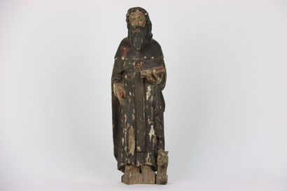 Saint-Antoine en bois polychrome. Hauteur...