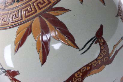 Large Art Deco style ceramic ball vase decorated...