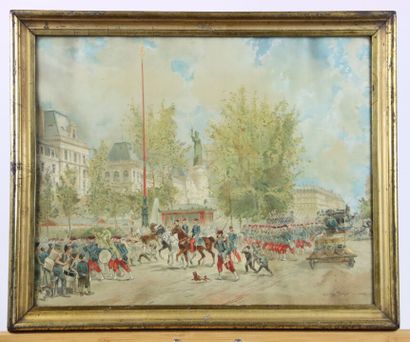 Edmond MORIN, Parade on the Place de la République....