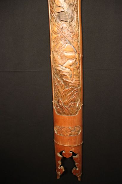 CHINA.carved bamboo decorated with a rider...