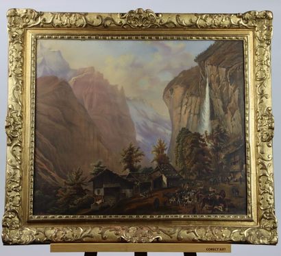 Johann Adam KLEIN (1792-1875). Vue d'un village...