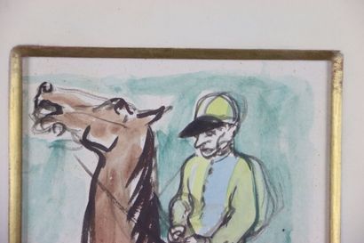 Yves BRAYER (1907-1990). Jockey. Watercolor...