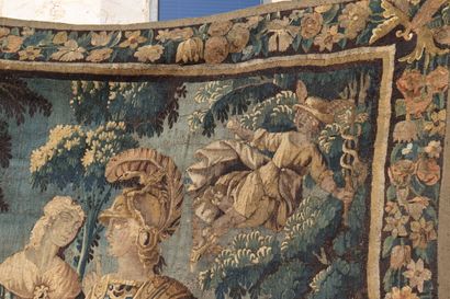 Tapisserie en laine nouée figurant une scène...