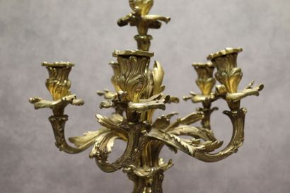 Paire de chandeliers à six feux en bronze...