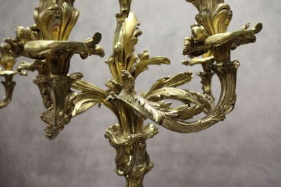 Paire de chandeliers à six feux en bronze...