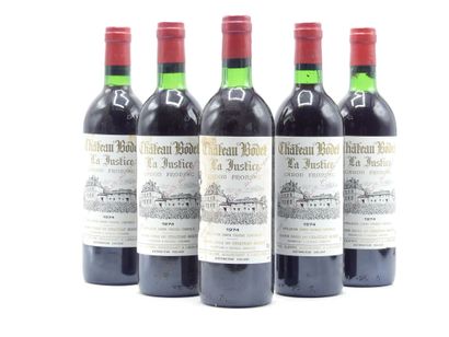 5 bouteilles de CANON FRONSAC 1974 CHÂTEAU...