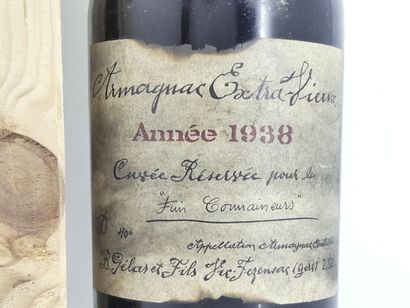 1 ARMAGNAC EXTRA VIEUX, 1938, GELAS ET FILS....