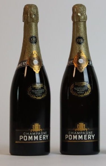 2 bouteilles de CHAMPAGNE, 1955, POMMERY....