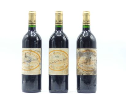3 bouteilles de HAUT MEDOC 1995 CARONNE SAINT...