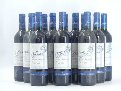 12 ANDELI 2002
12 bouteilles de ST EMILION,...