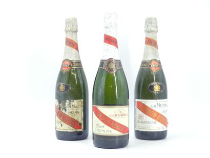 3 bouteilles de CHAMPAGNE, BRUT, MUMM, CORDON...