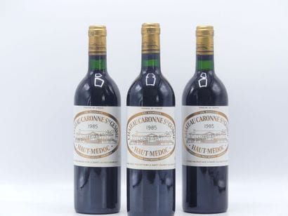 3 bouteilles de HAUT MEDOC 1985 CHÂTEAU CARONNE...
