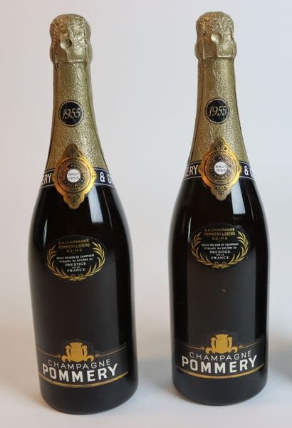 2 bouteilles de CHAMPAGNE, 1955, POMMERY....