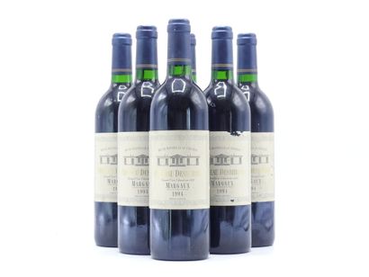 6 bouteilles de MARGAUX GCCL 1994 CHÂTEAU...