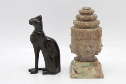 ASIA. Bust of Brahama in hard stone. Accidents....