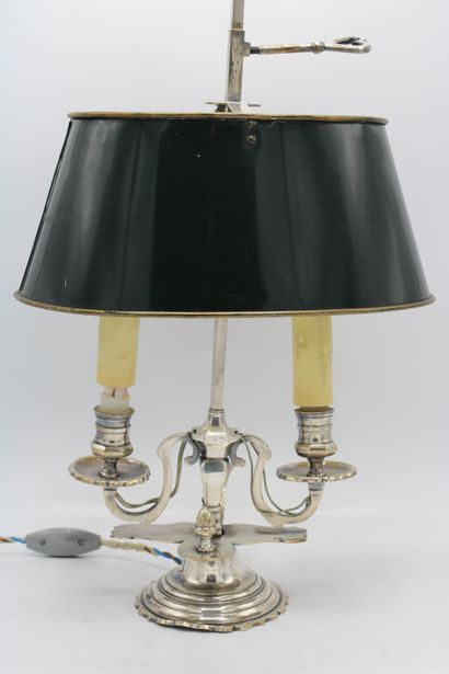 Lamp bouillotte in silver plated bronze,...